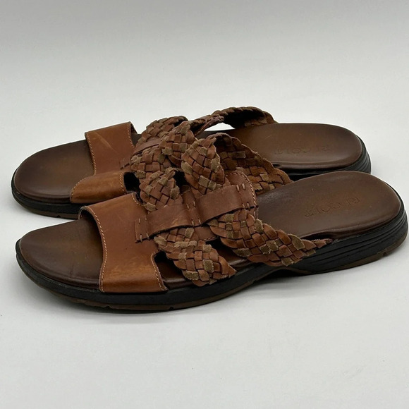 RJ COLT Vintage Mens Brown Leather Slip On Sandals Braided Leather Size 12 - Picture 7 of 10